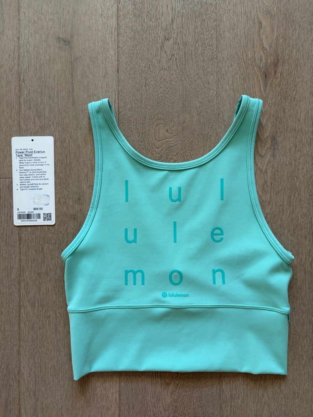 power pivot tank motif wild mint size 6 lululemon euc